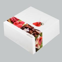 Boîte pâtissière décor Délices 250x250x100mm x 25 JORIDEAL - 13664324513345_0