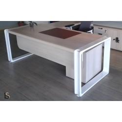 Bureau de direction avec retour Open - pieds laqués - 4 coloris de plateau - Mobel Linea_0