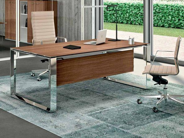 Bureau de direction Turing Nex pieds cadre chromés et plateau en mélaminé_0