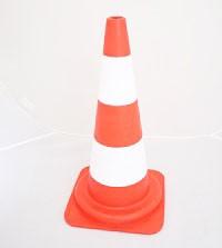 Cône de signalisation - 540mm, 90x90cm, PVC souple - bandes réfléchissantes et base 30x30cm_0