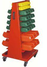 Chariot manuel pour bacs - 610 x 610 x 1300 mm - Livré avec 60 bacs à bec en HDPE_0