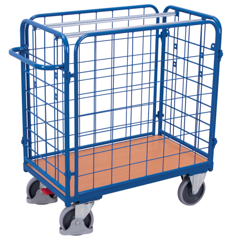 Chariot pour colis grillagé bas avec 4 parois_0