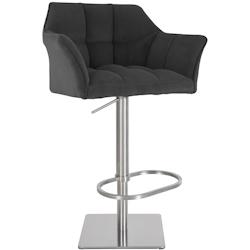 CLP Tabouret de bar Damaso Cord Gris foncé/Acier inoxydable - gris textile 326332_0