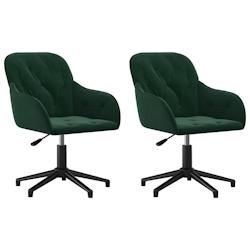 Décoshop26 - Lot de 2 chaises de salle à manger siège pivotant hauteur réglable en velours vert foncé DEC025317 - 3000255189380_0