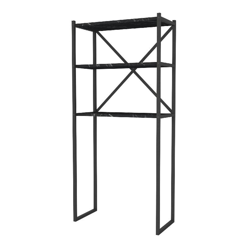 Étagère de salle de bain à 2 compartiments de rangement - 160 x 66 x 34 cm - Marbre noir - Réf : 03_0007000_0