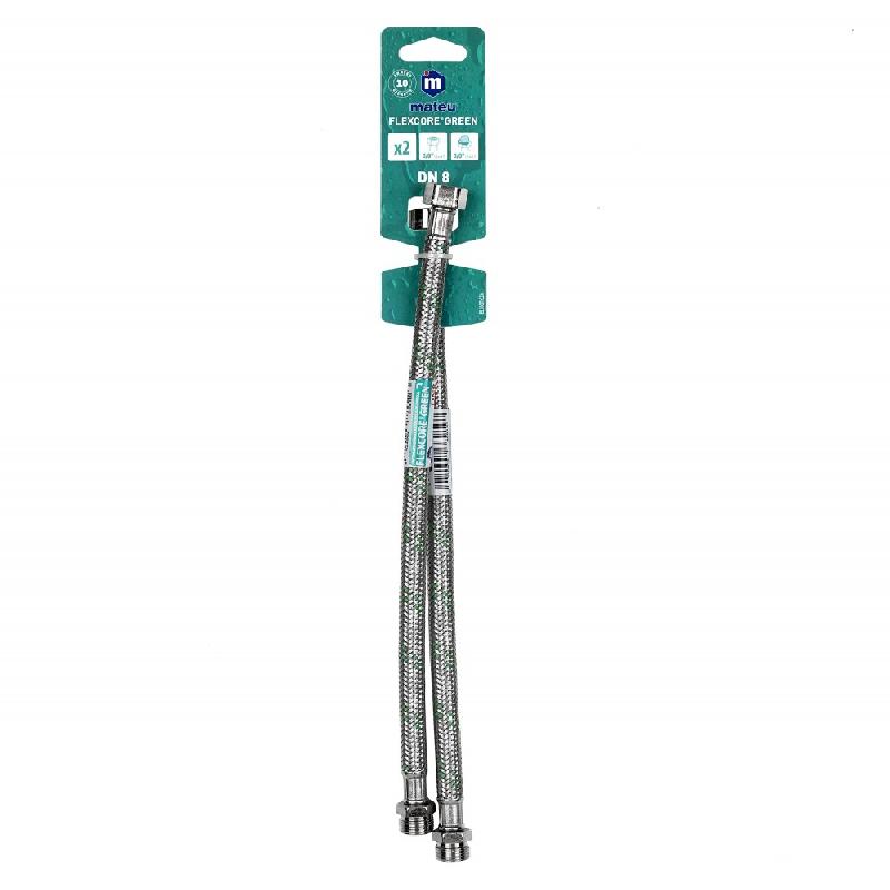 Flexible de raccordement 30 cm mâle/femelle 12 x 17 - Polyéthylène - Garantie 10 ans - DN8 inox_0