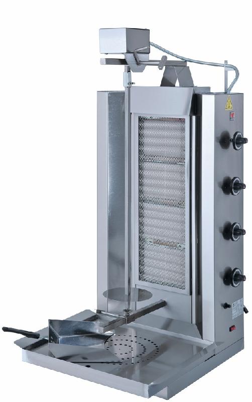 Grill à kebab à gaz - 4 zones de chauffage, moteur supérieur, capacité 75 kg - Virtus ECO4G/N_0