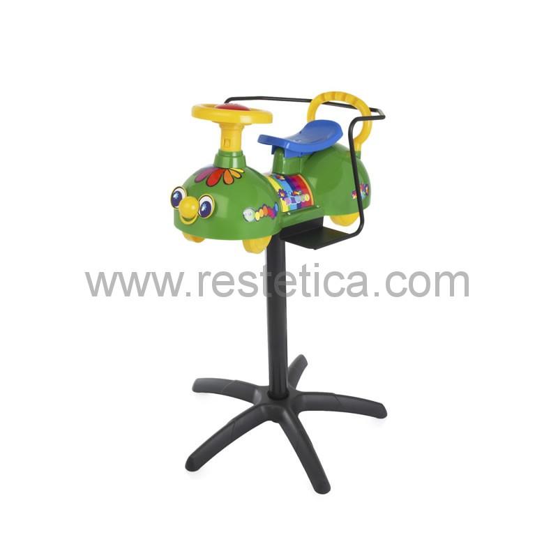 Re17lk010 - Chaise de coupe chenille verte pour enfants - Base noire fixe - Dimensions 60x62 cm H90_0