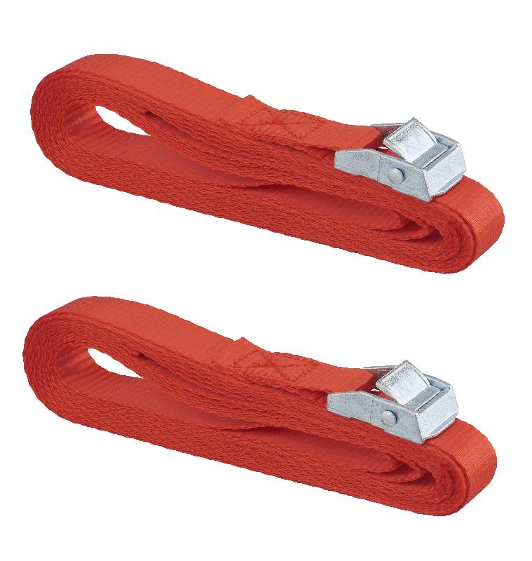Set de 2 sangles à boucle autoserrante - largeur 25 mm x 5,00 m - boucle à came en zamak - marque Thirard_0