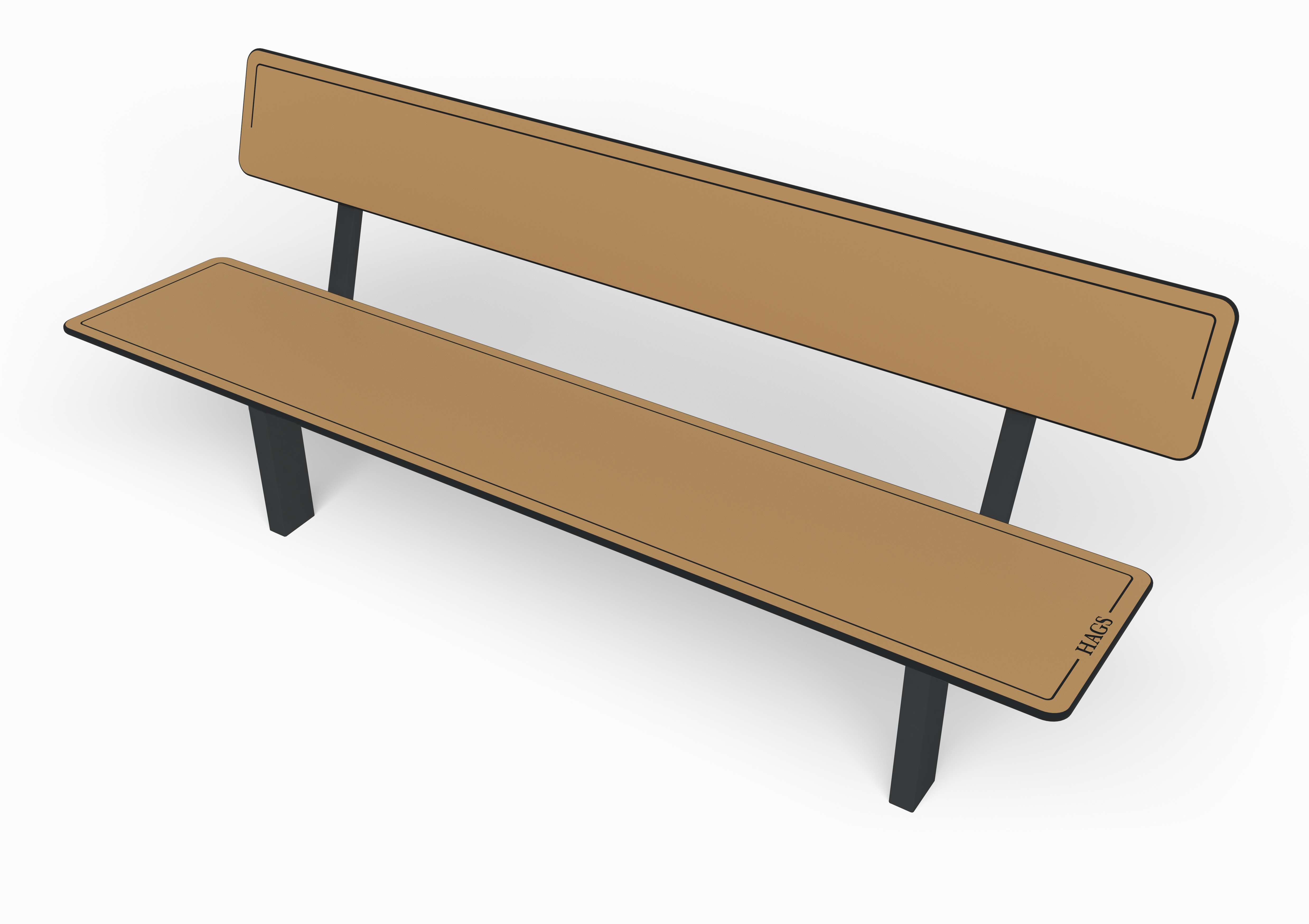Sofa public Ekeby HPL - 8101267 - Hags - Beige/Noir - Scellement béton_0