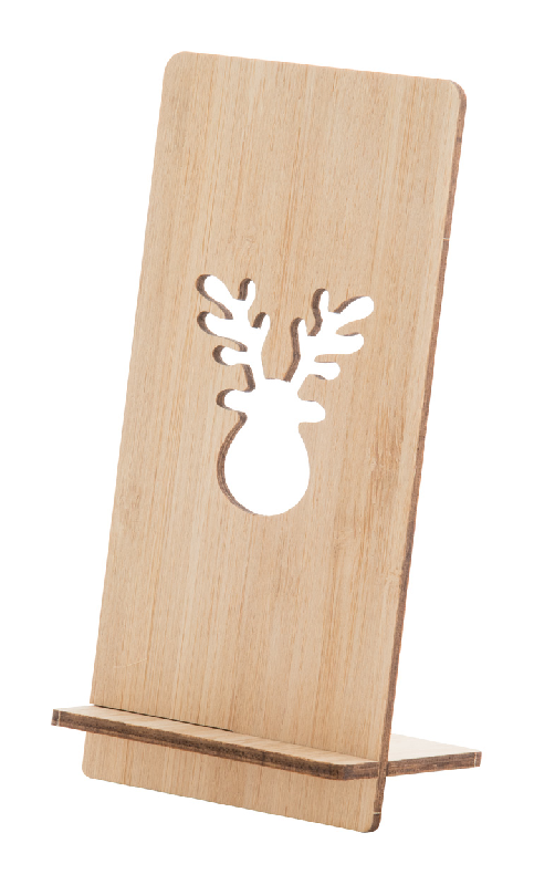Support pour téléphone de bureau en contreplaqué de bambou - Motif de Noël - Couleur naturelle - 12g_0