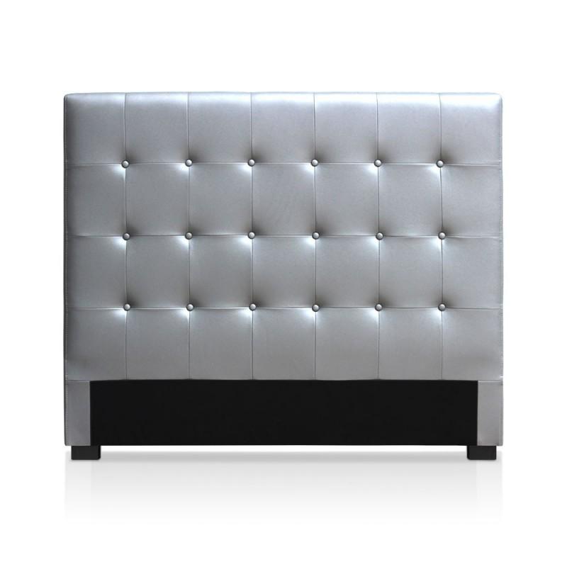 Tête de lit capitonnée Amor 140cm argent - Finition boudoir & imitation cuir - Paris Prix_0