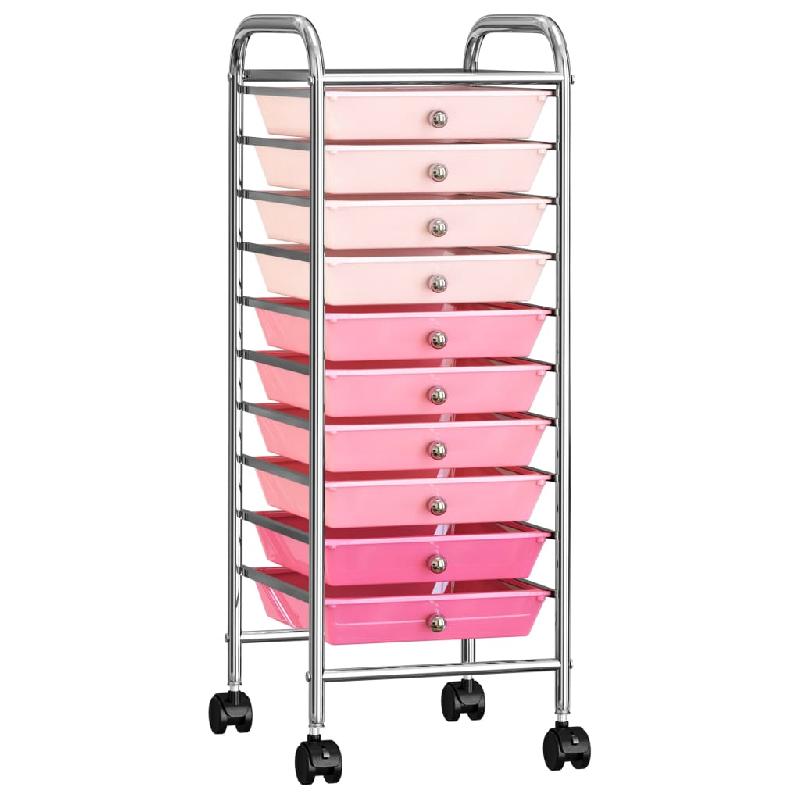 Vidaxl chariot de rangement mobile à 10 tiroirs ombre rose plastique 320404_0