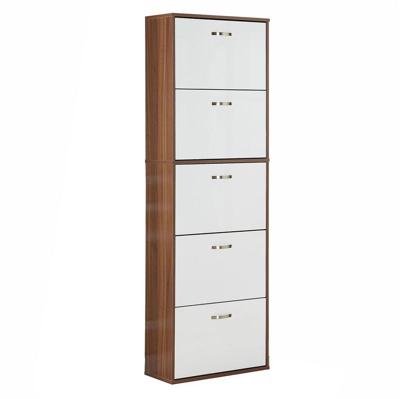 Armoire A Chaussures Meuble A Chaussures Design Contemporain 5 Portes Abattantes Bicolore Blanc Marron Fonce Imitation Bois Homcom Comparer Les Prix De Armoire A Chaussures Meuble A Chaussures Design Contemporain 5