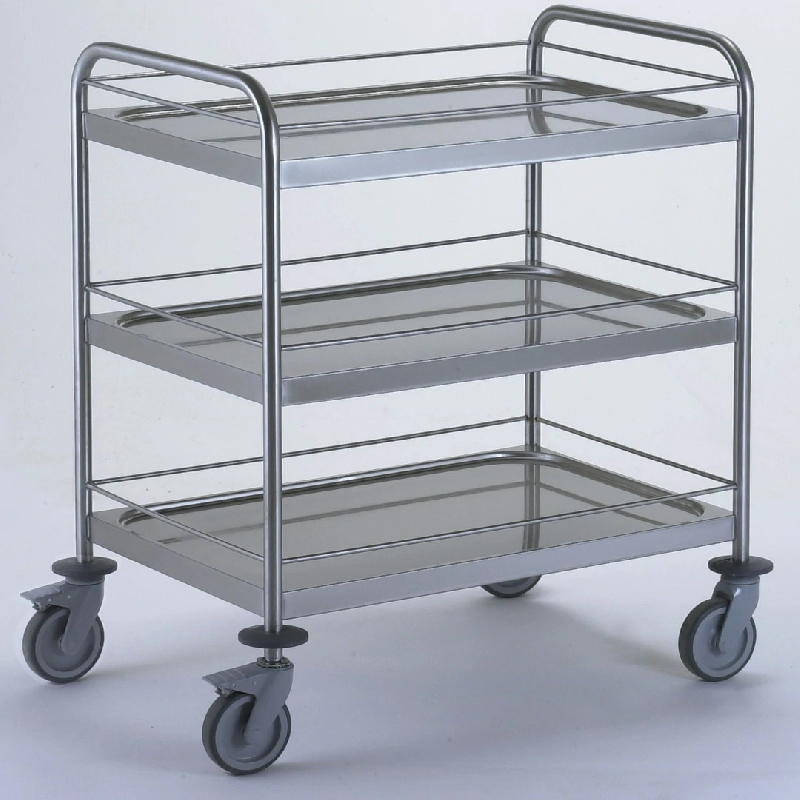 Chariot de service avec 2 arceaux 3 plateaux 1000 x 600 mm avec galerie_0