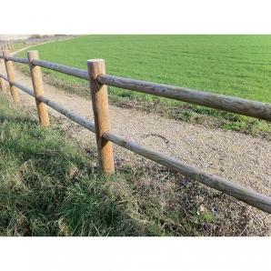 Clôture en bois Ranch - piquets pré-perçés Ø140 mm - lisses Ø80 mm, hauteur 1.5m ou 2m_0