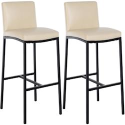 CLP Lot de 2 Tabourets de bar Freeport Crème/Similicuir - beige polyester 327326_0