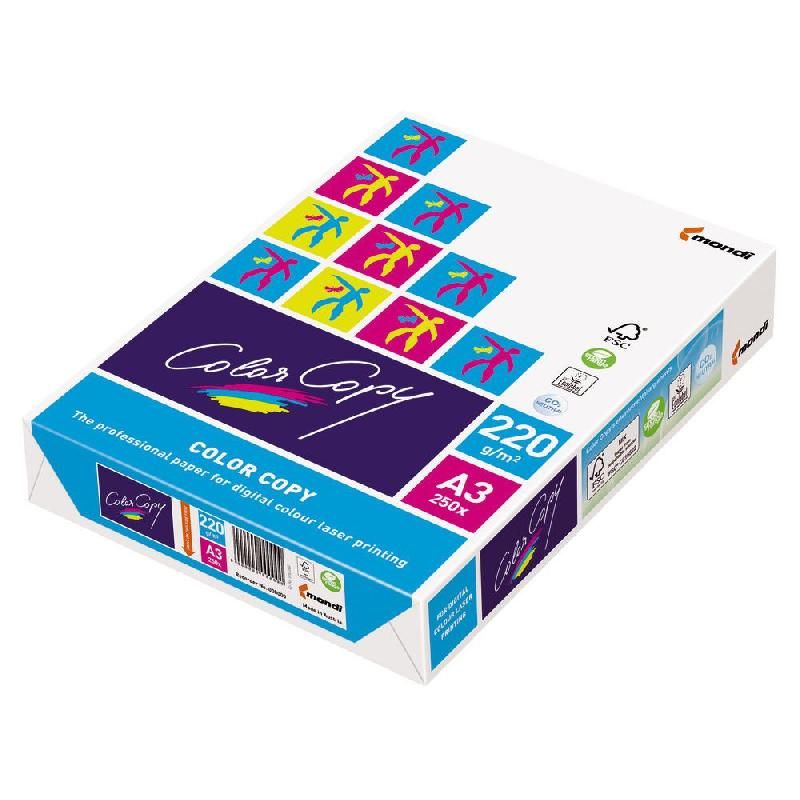 COLOR COPY MONDI PAPIER COULEUR A3 (297 X 420 MM) 'COLOR COPY' BLANC 220G/M² RAMETTE 250 FEUILLES