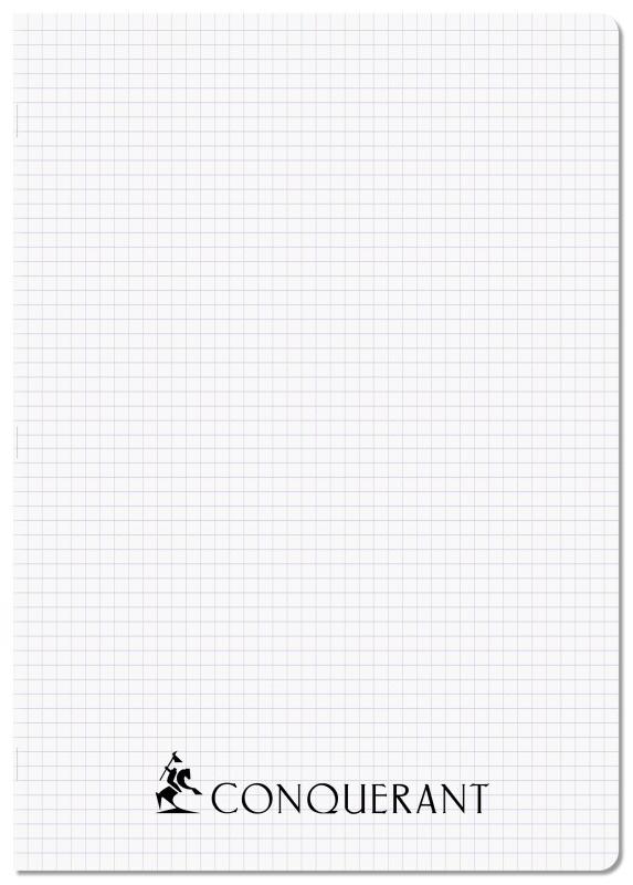 CONQUERANT Lot de 5 Cahier Sept PP piqué 17x22, 192p./96 feuilles 70g/m², quadrillé 5x5, incolore - 3020120282176_0