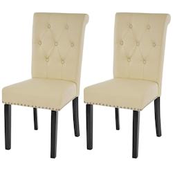 Décoshop26 - 2x chaises de salle à manger chesterfield synthétique crème pieds foncés design moderne et chic 04_0000322 - 3000252368986_0