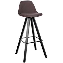 Décoshop26 - Tabouret de bar chaise haute x1 repose-pieds style scandinave en tissu marron structure en bois noir carré 10_0004642 - marron 30002522_0