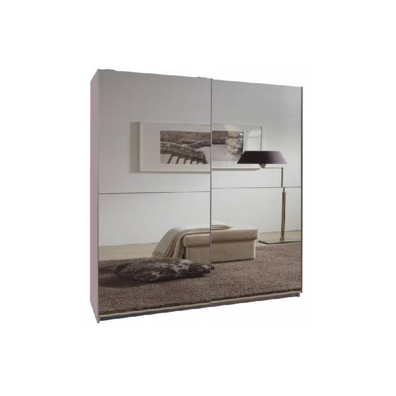 Dressing Clapton 135 cm - Portes coulissantes blanches avec miroirs - 2 penderies et 2 étagères_0