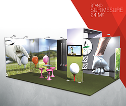 Stand modulaire éco-responsable de 12m2 avec tissu tendu - WAHCOM_0