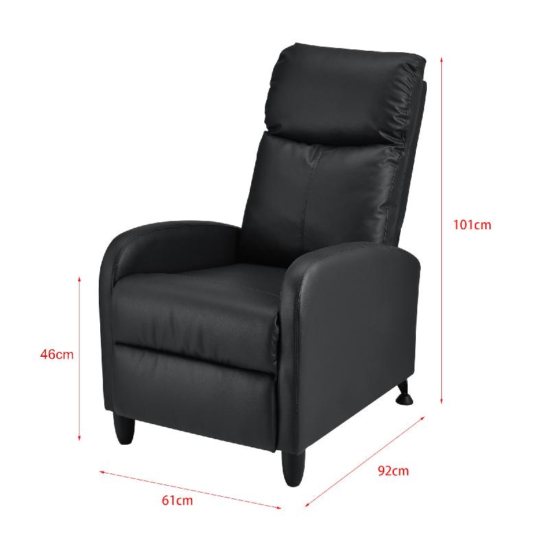 FAUTEUIL RELAXANT AVEC DOSSIER INCLINABLE ET REPOSE-PIEDS HOUSSE PU SYNTHÉTIQUE 102X60X92 CM NOIR 03_0005212_0