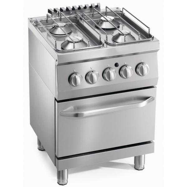 Piano 4 feux gaz sur four électrique - Acier inoxydable - GN1/1 - Puissance gaz 18 kW_0