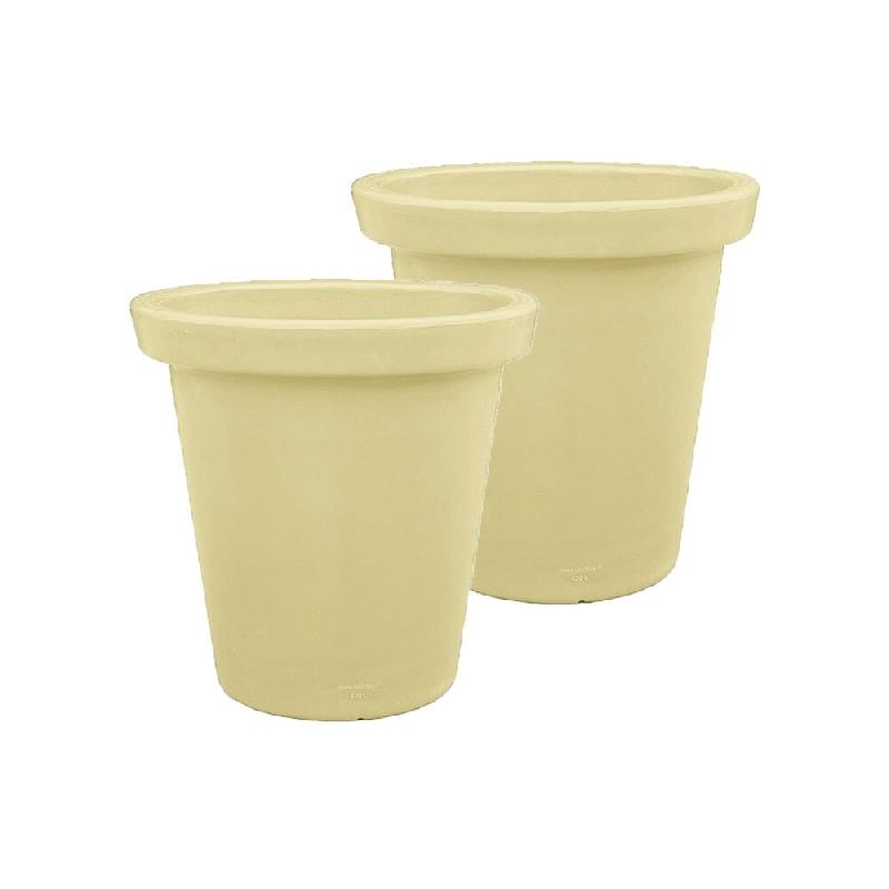 PLAST'UP ROTOMOULAGE Pot de fleurs rond xxl delight 420l- lot de 2 - IVOIRE - beige 0637962082661_0