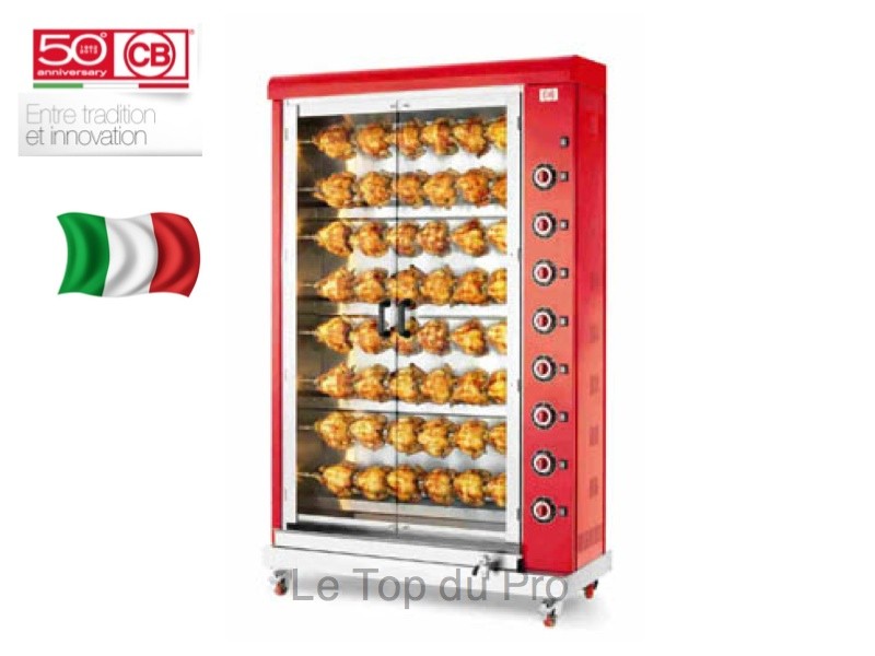 Rôtissoire électrique verticale à broche - 48 poulets - 8 broches indépendantes – CB E-48P-S8_0