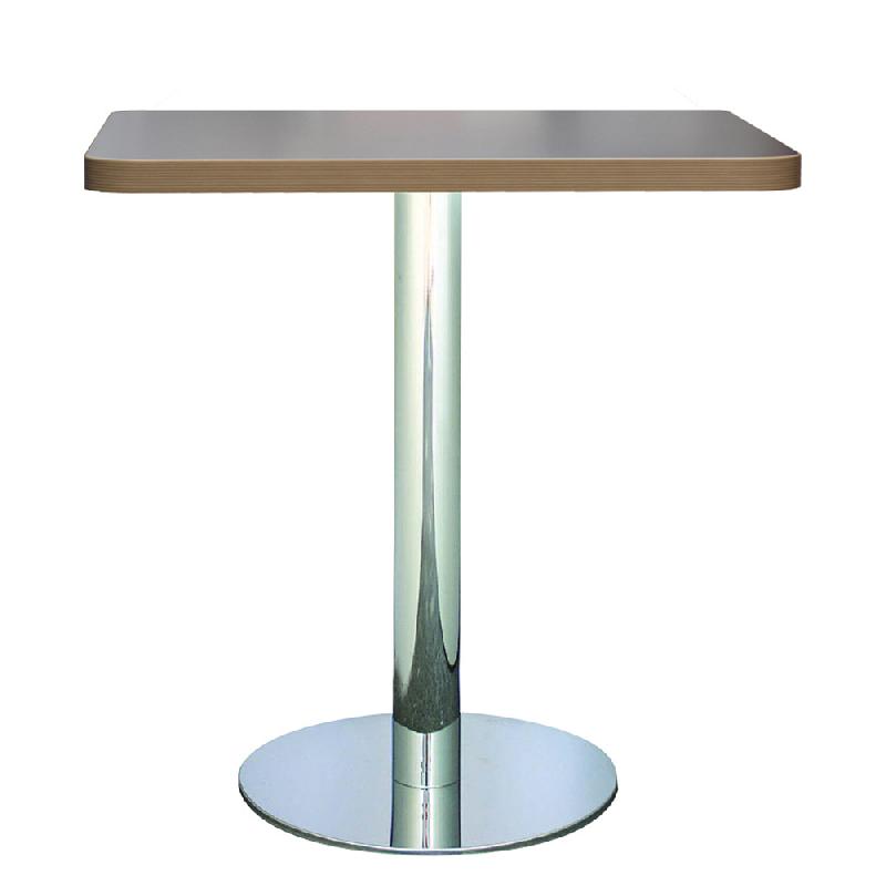 Table de restauration - piétement épure 7043 avec enjoliveur inox poli et fût chromé_0