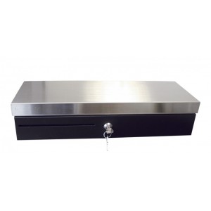 Tiroir caisse 3ST 100 - modèle vertical avec ouverture verticale, 6 compartiments billets et 8 pièces, dessus inox_0