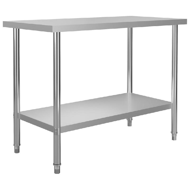 Vidaxl table de travail de cuisine 120x60x85 cm acier inoxydable 51190_0