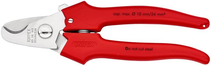 Coupe-câble KNIPEX - longueur 165 mm, tête polie, revêtement plastique, lames trempées_0