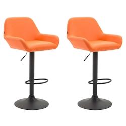 Décoshop26 - Lot de 2 tabourets de bar moderne et confortable en synthétique orange pieds trompette en métal noir TDB10221 - noir 3000891969605_0