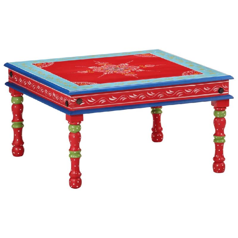 Décoshop26 - Table basse style artisanal et coloré en bois de manguier massif peint à la main Rouge DEC039919 - rouge Bois massif 3000264663413_0