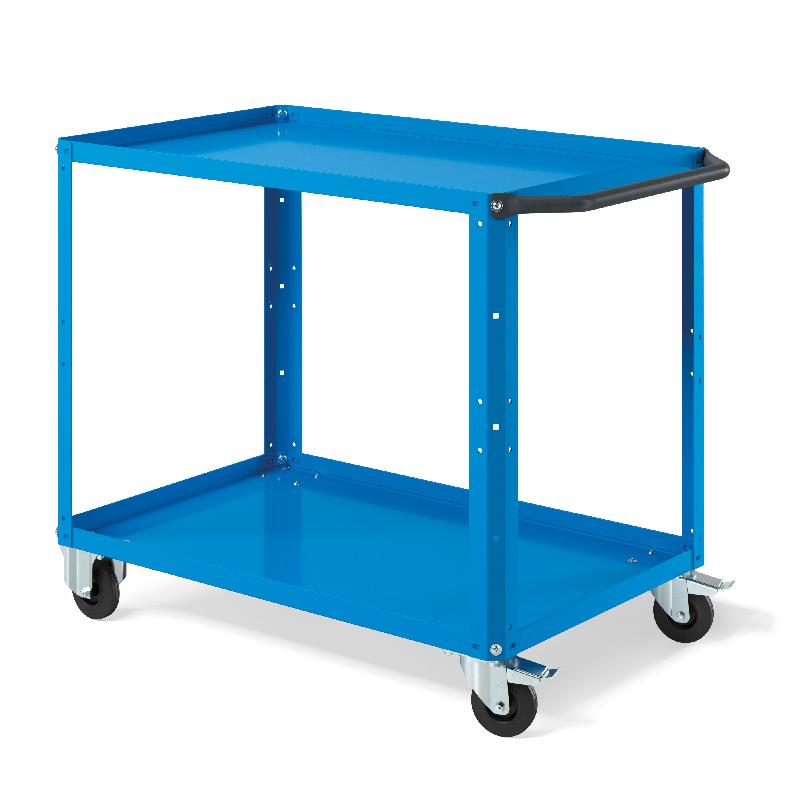 Desserte L1 bleue - 2 niveaux - 225 kg de charge max - roulettes pivotantes et fixes_0