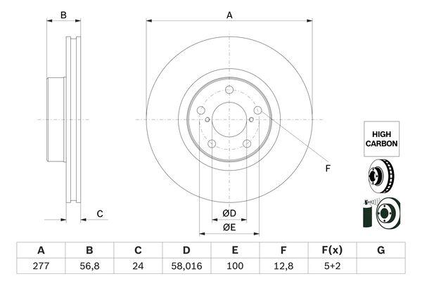 Disque de frein Bosch 0986479E69 - boîte de 2 disques - ventilé - côté avant_0