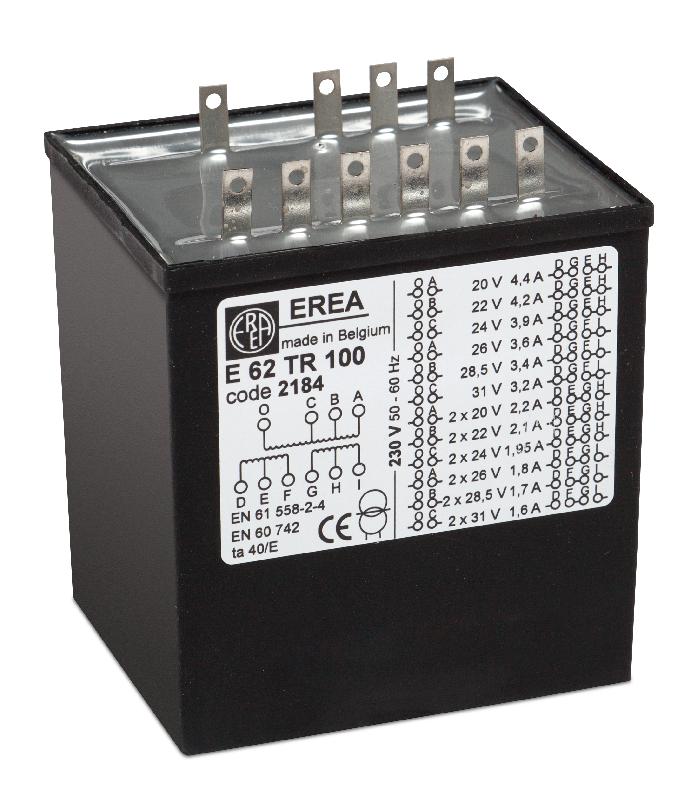 Transformateur monophasé E 62TR100 - Protection électronique - 100VA - Upri 230V - Usec multi-tensions_0