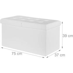 Helloshop26 - Banquette avec espace de rangement à couvercle en cuir artificiel 75 cm blanc 13_0000372 - 3000119168988_0