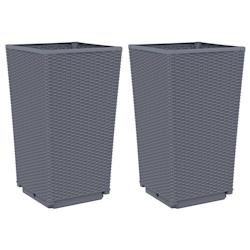 Helloshop26 - Jardinière bac lit surélevé plantes fleurs jardin terrasses lot de 2 32,5 x 32,5 x 57 cm PP gris 02_0038938 - 3000217991693_0