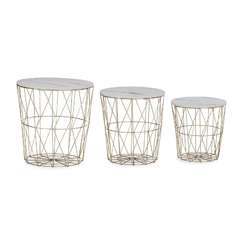 Helloshop26 - Lot de 3 tables basses modernes décoratives salon rangement intérieur 40 x 39,5 x 31 cm en métal doré 13_0011281 - doré métal 3000_0