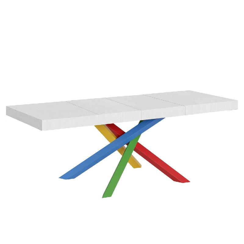 Itamoby Table Extensible 160/420X90 Cm Volantis Premium Frêne Blanc Pieds Multicolores 4/B - blanc VE160PRE4B420-BF_0