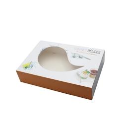 Coffret traiteur décor Délices avec fenêtre 355x245x80mm x100 JORIDEAL - blanc en carton 3519400461009_0