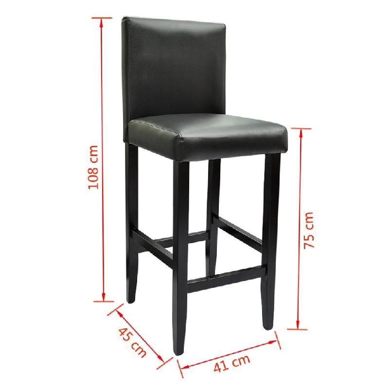 Lot de quatre tabourets de bar design - siège en cuir artificiel noir avec pieds en bois - 1202063_0