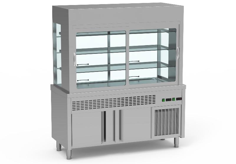 Meuble hors d'uvres ou desserts avec vitrine réfrigérée 2000x700x1855 avec réserve 5gn1/1 - SVPR-200_0