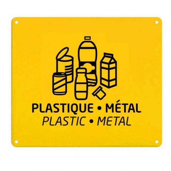 Plaque signalétique de tri sélectif - Support sac TUBAG - Plastique et métal - Jaune_0