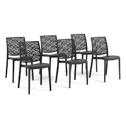 RATTATAN Set 6 Chaises en polypropylène avec fibre de verre empilables pour extérieur et jardin, bar et restaurant, cuisine design moderne - MALIKA_0