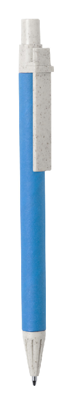 Stylo à bille en papier recyclé - Finitions en paille de blé écologique - Encre bleue_0
